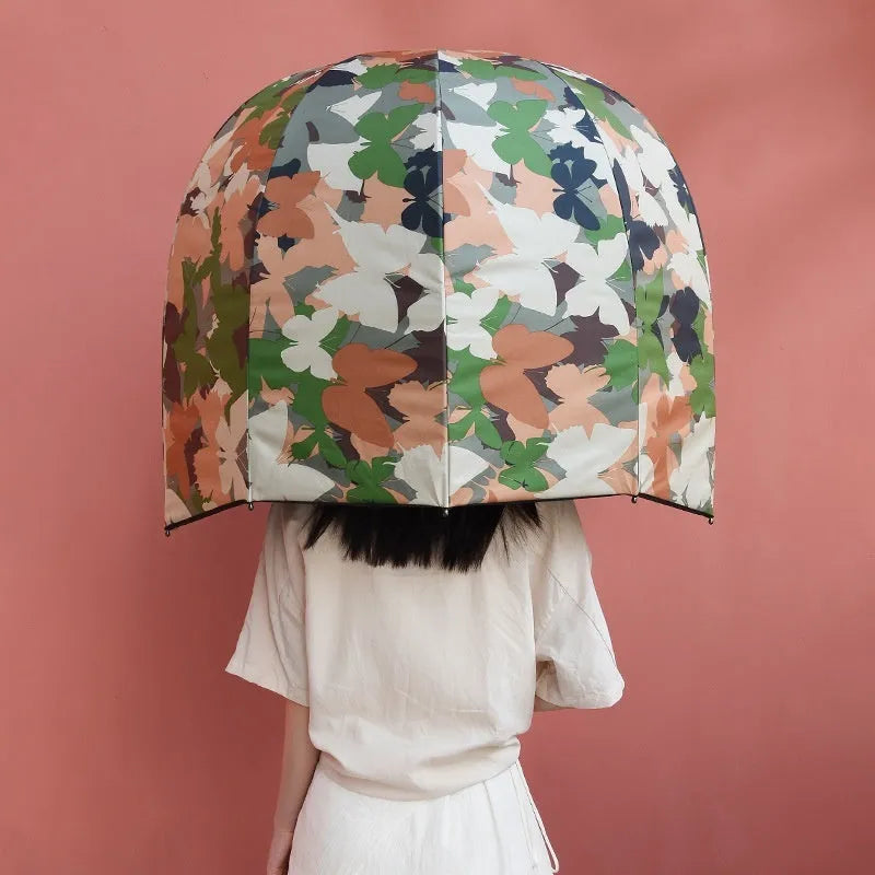 Helmet umbrella 76cm sun protection and rain umbrella in hands-free hat style