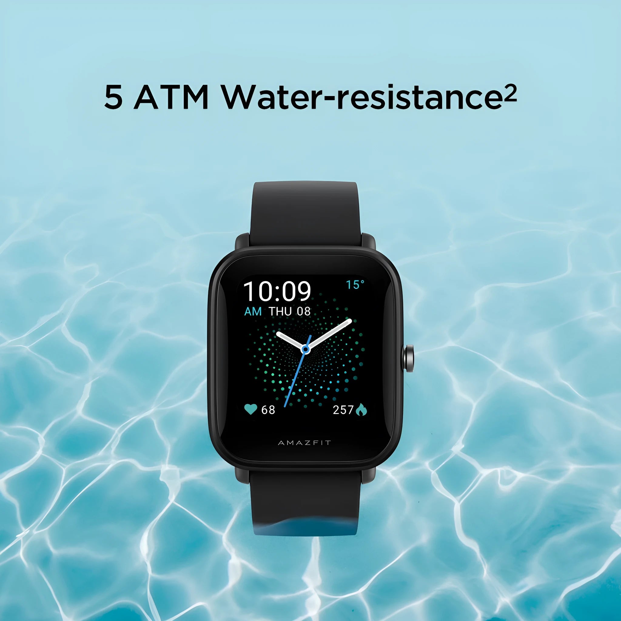 Amazfit Pop Pro smart watch in pine green with silicone strap on wrist