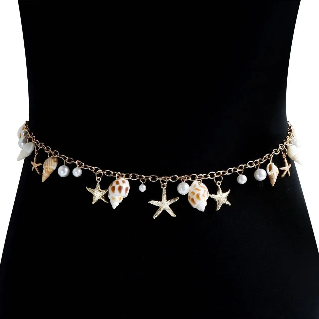 Women's alloy waist chain and matching bracelet set with star design for beach wear
