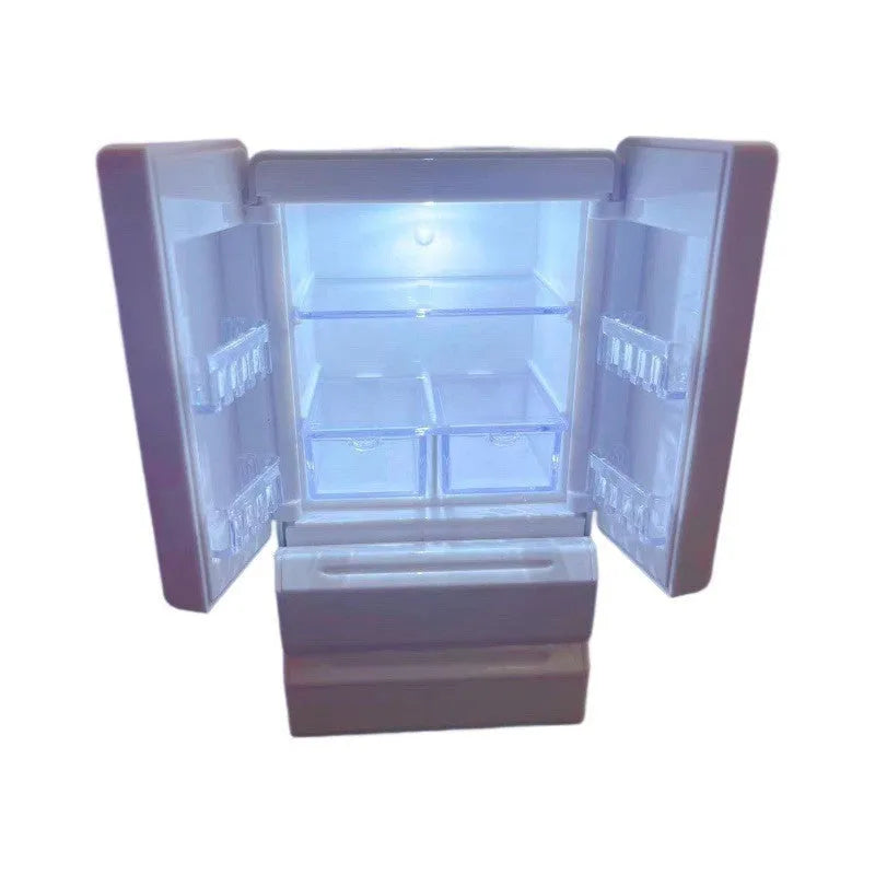 White plastic candy shop miniature model with light-up feature, dimensions 11.4cm tall