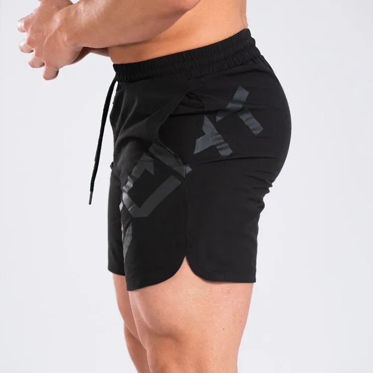 Men's elastic training shorts in quick-drying nylon blend fabric