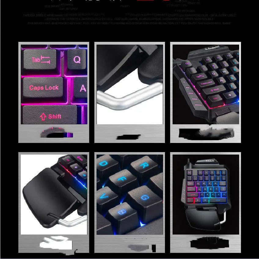Black one-handed gaming keyboard throne converter with left-hand layout and hand rest