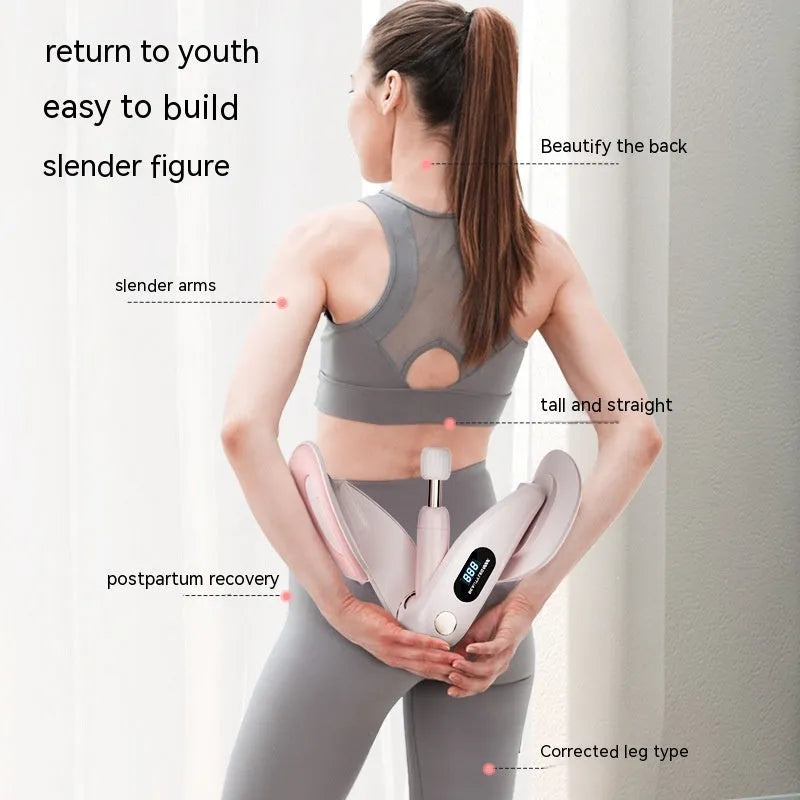 Grey pelvic floor muscle trainer with built-in counter display for rehabilitation exercises