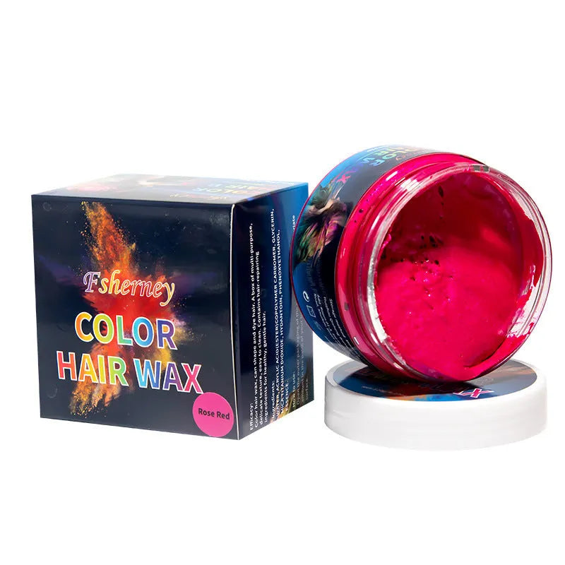120g hair styling clay in nine colours including blue, green, purple, and rose red