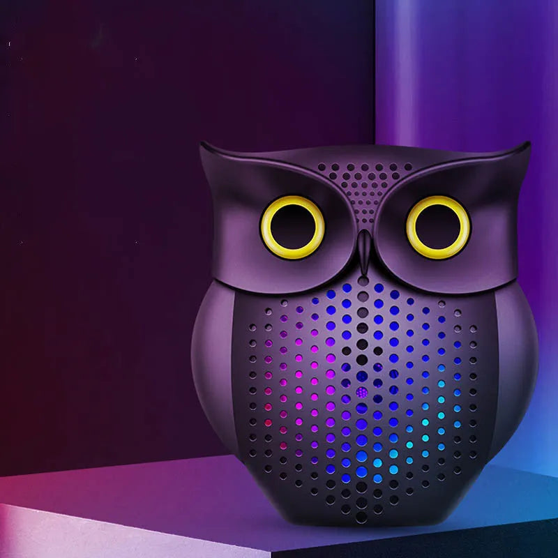 Wireless Bluetooth speaker in black with cartoon creative owl design, 4-inch driver, 183x160x110mm size