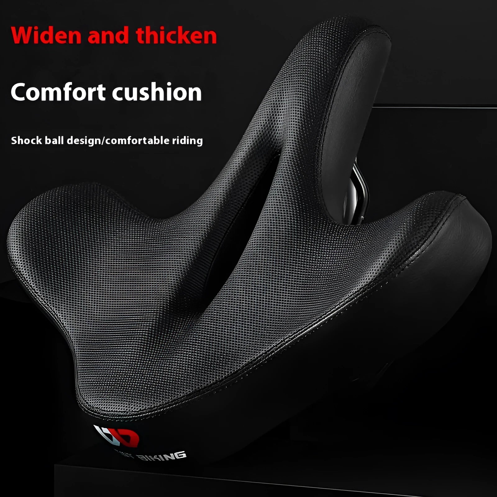 Black leather bicycle saddle cushion with polyurethane foam padding on a bike seat.