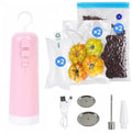 4-in-1 portable electric vacuum sealer with USB rechargeable battery, heat sealer, and inflatable pump for kitchen storage bags