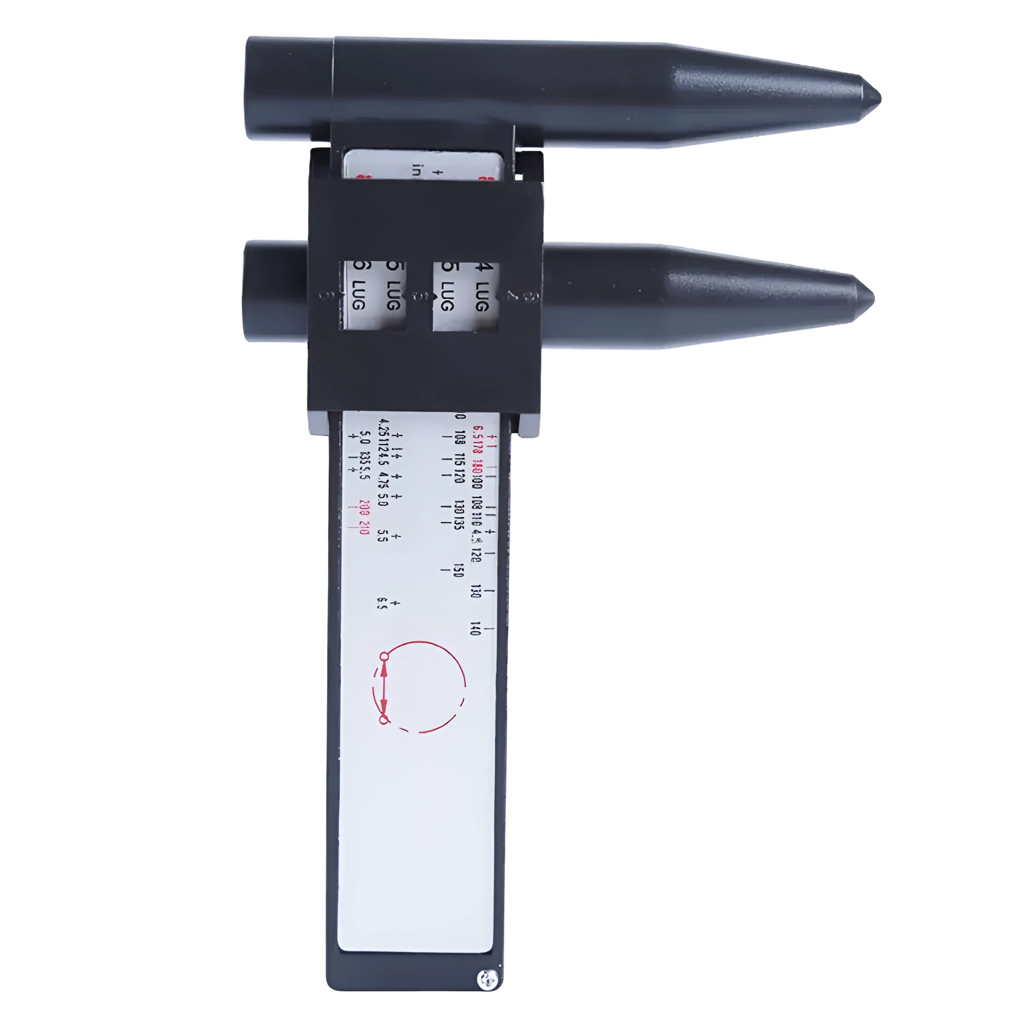 Plastic electronic digital caliper for measuring hole centre distances up to 180mm.