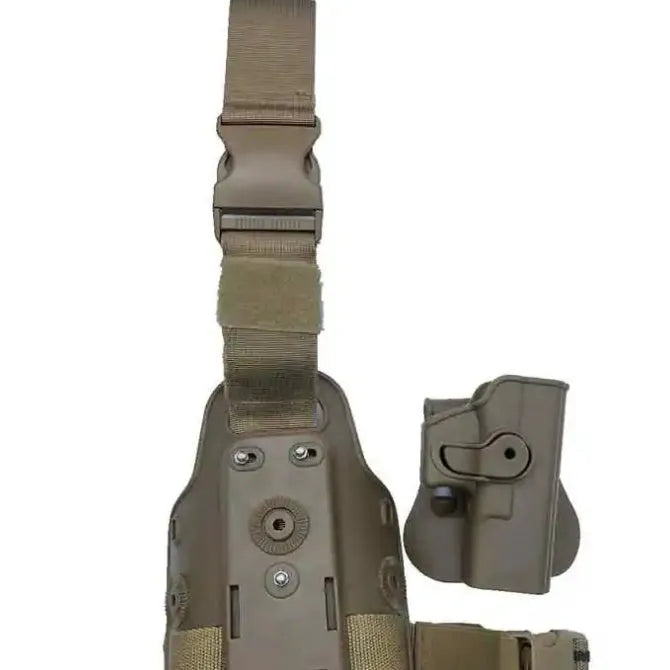 Outdoor tactical quick draw plastic holster with leg and waist plate in green colour