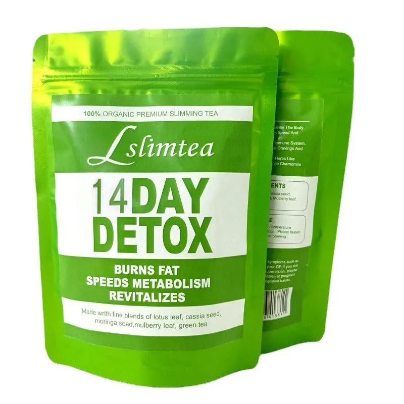 14 day herbal detox tea with 14 individual 3g sachets in packaging