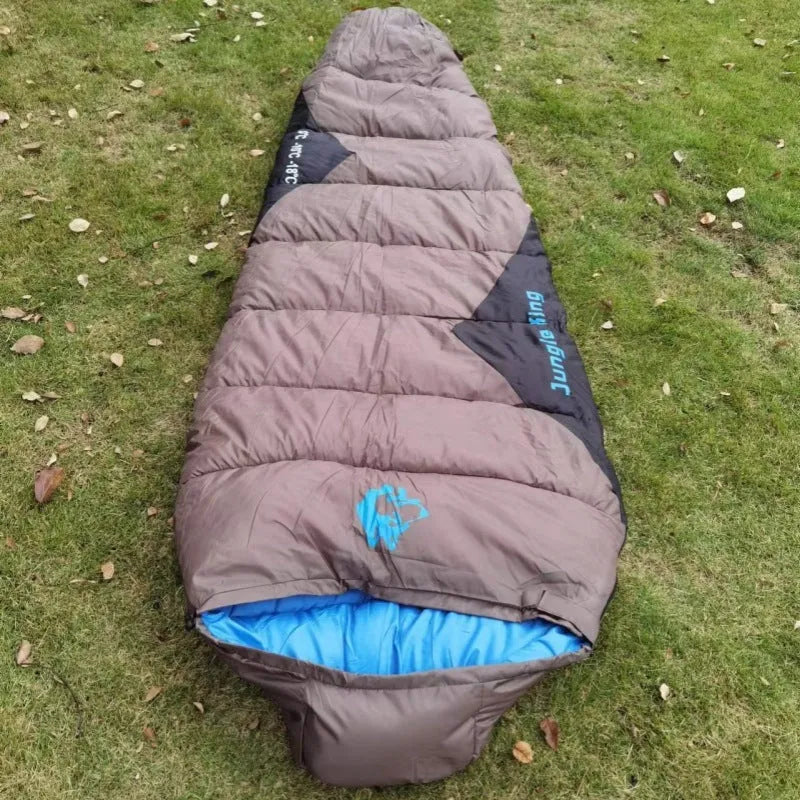 Cotton sleeping bag for camping and fishing in Army Green colour with compression storage bag