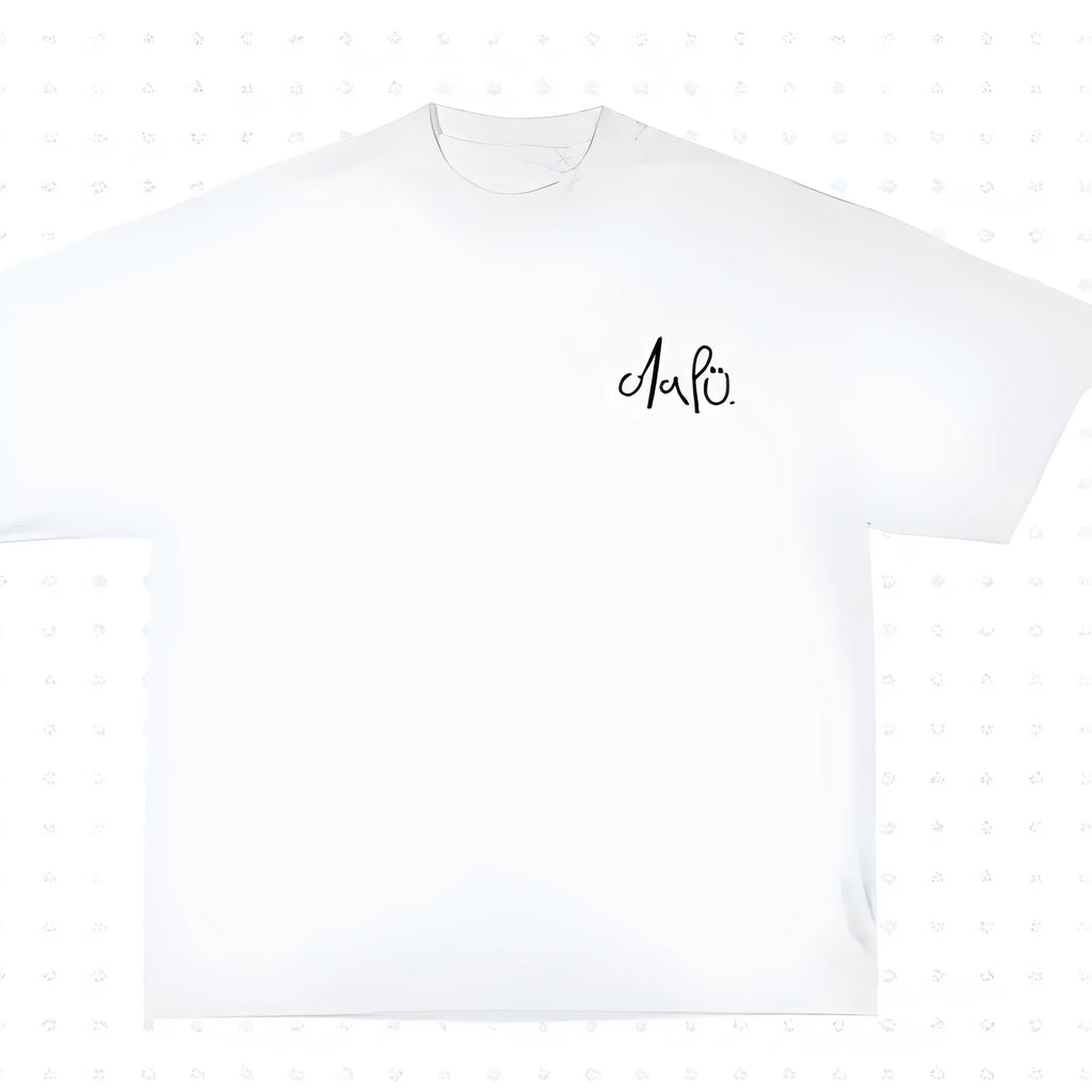 Pattern printed short sleeved cotton shirt for youth, loose fit, round neck, available in black or white