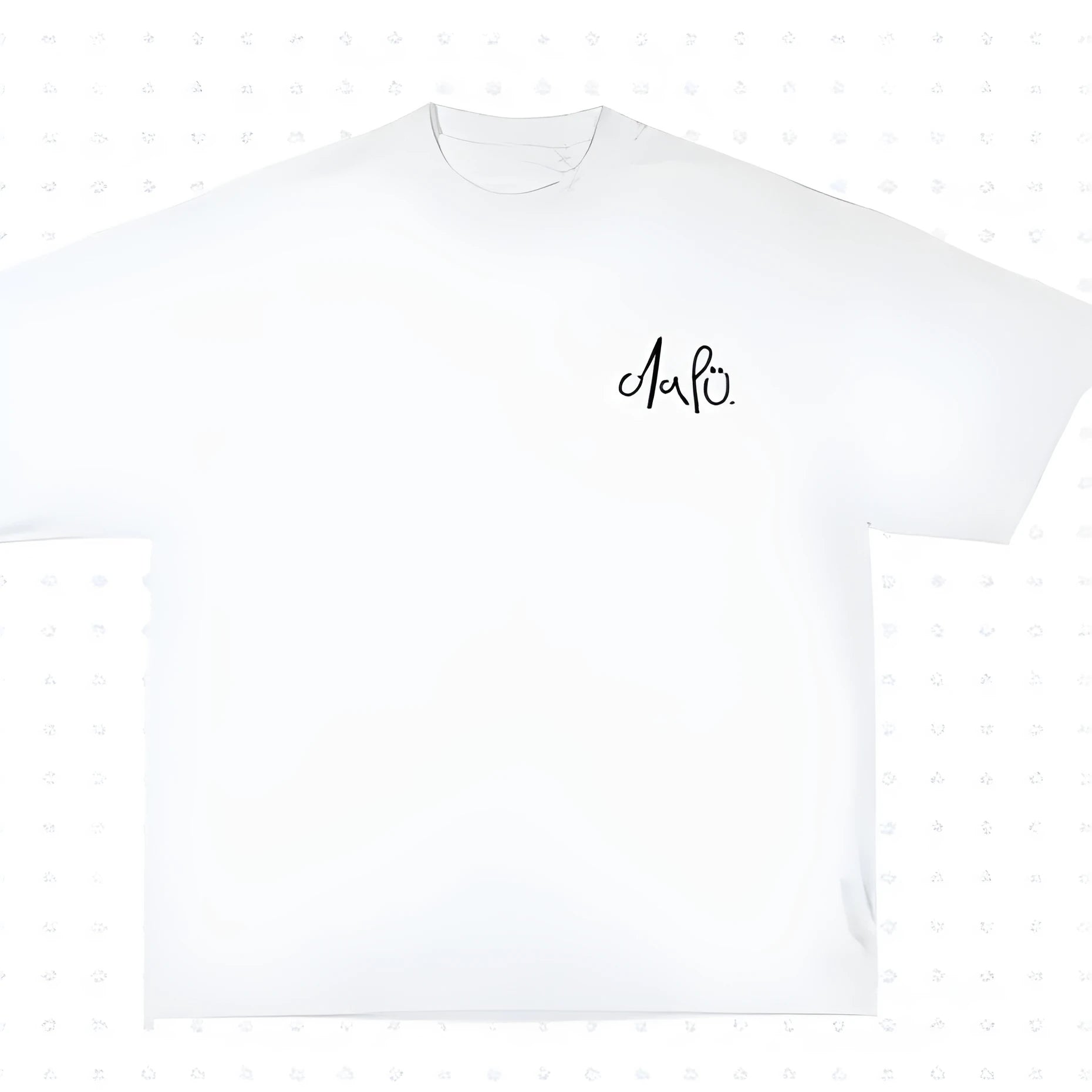 Pattern printed short sleeved cotton shirt for youth, loose fit, round neck, available in black or white
