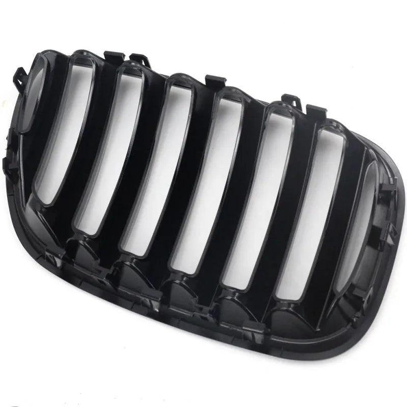 Bright black ABS medium mesh front grille set for BMW X5 E53 2000-2003, pair of two grilles