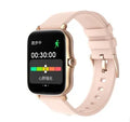 Blue smart sports watch with 1.7-inch touchscreen display showing heart rate monitoring interface