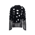 Men's loose fit black hooded sweater with pearl decoration on the front.