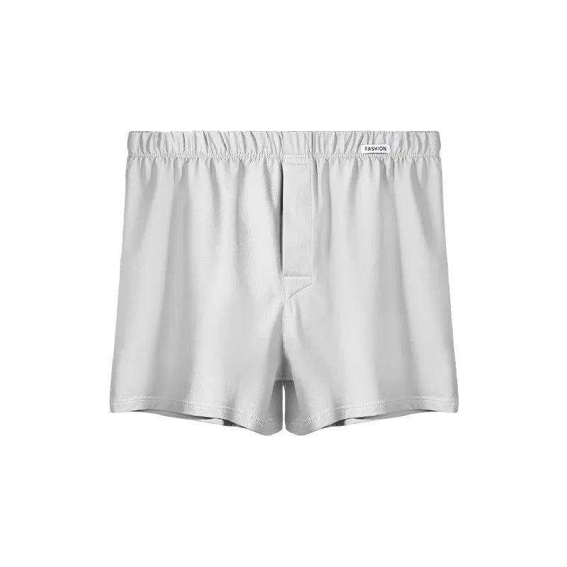 Loose-fitting men's cotton boxer shorts in solid colour, mid-waist, sports loungewear underwear