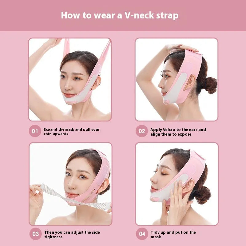 Elastic V face bandage facial care tool in pink or black colour options