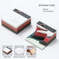 3D paper carving sticky notes with Qingshui Temple design and Christmas Train cover