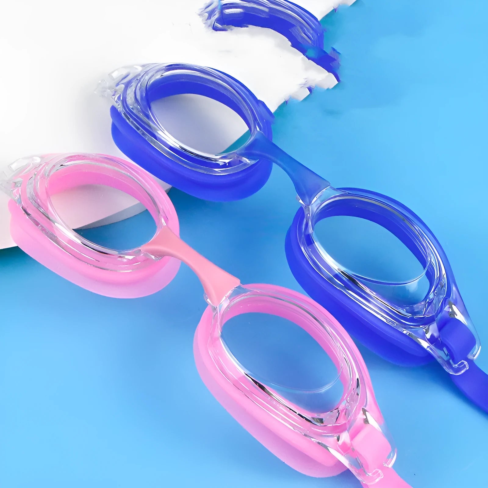 Black prescription swimming goggles for myopia with a protective case