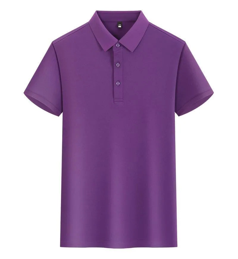 Lapel polo shirt for men and women, short sleeve, 100% polyester, available in 12 colours including light blue and army green