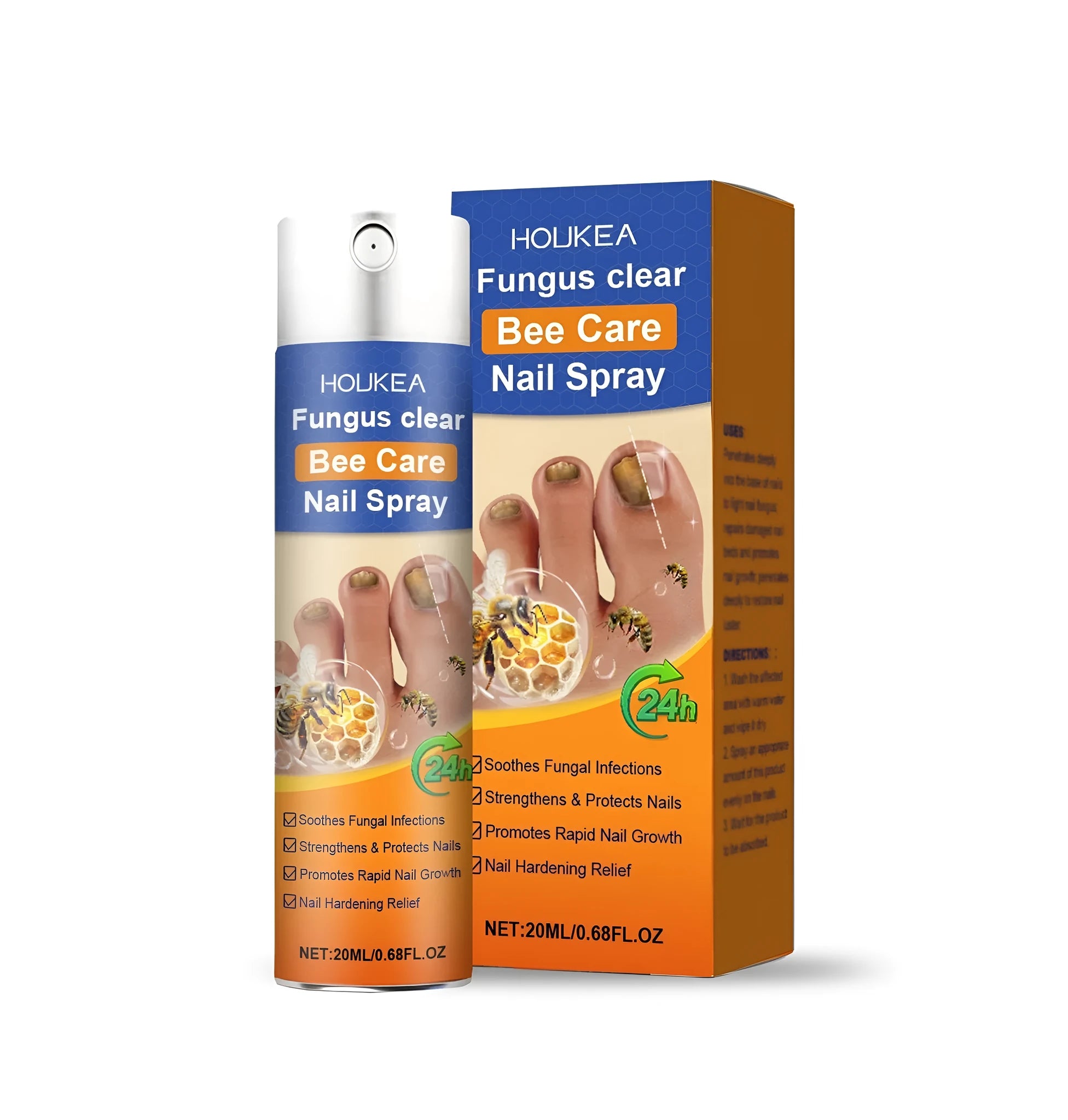 Nail Fungus Care Spray Gloss 20ml bottle with antifungal formula containing bee venom and silver chloride
