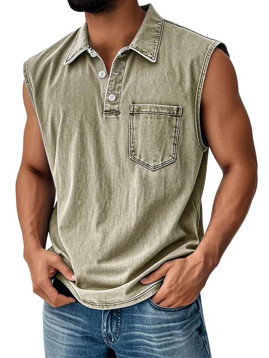 3D digital printed men's button polo shirt short sleeve loose fit polyester fibre leisure top