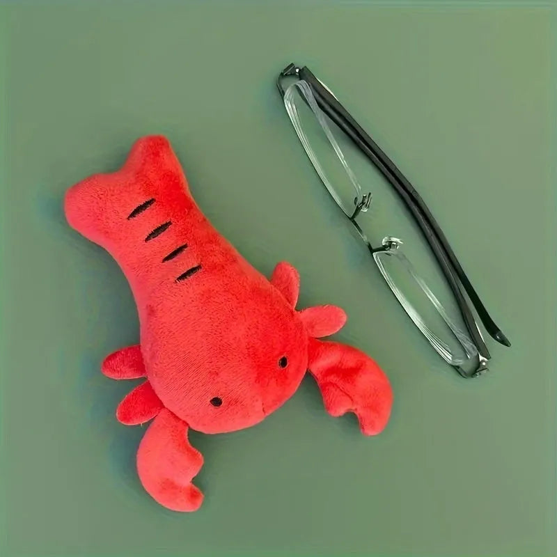 Red plush lobster crab dog toy with squeaker, size 12.5cm for small medium breeds