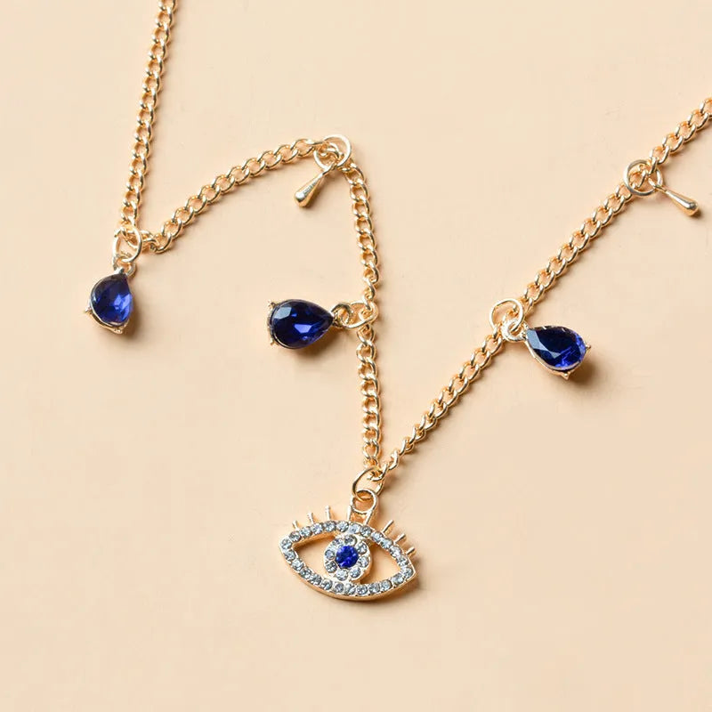 Gold plated Devil's Crystal necklace on alloy chain with electroplating finish, adjustable from 21-50cm