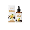 30ml bottle of vanilla flavoured fragrance oil with a dropper on a wooden table.