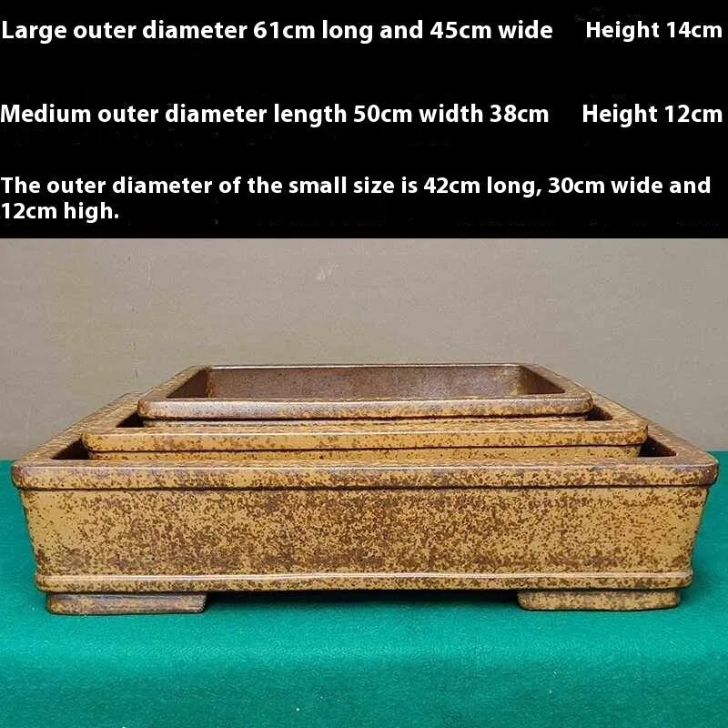 Yixing zisha purple sand rectangular ceramic flowerpot for flowers and plants