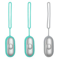 Hand-held micro-current sleep aid device with round button and stainless steel electrodes in grey colour
