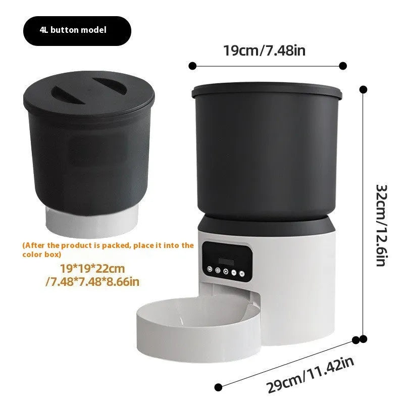 4L smart pet feeder for cats and dogs with timing and remote monitoring capabilities