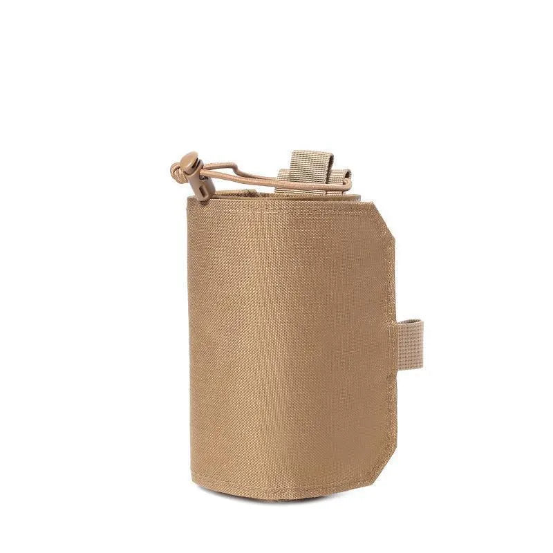 Adjustable Oxford cloth bottle cover with PU lining in black solid colour for outdoor sports hydration