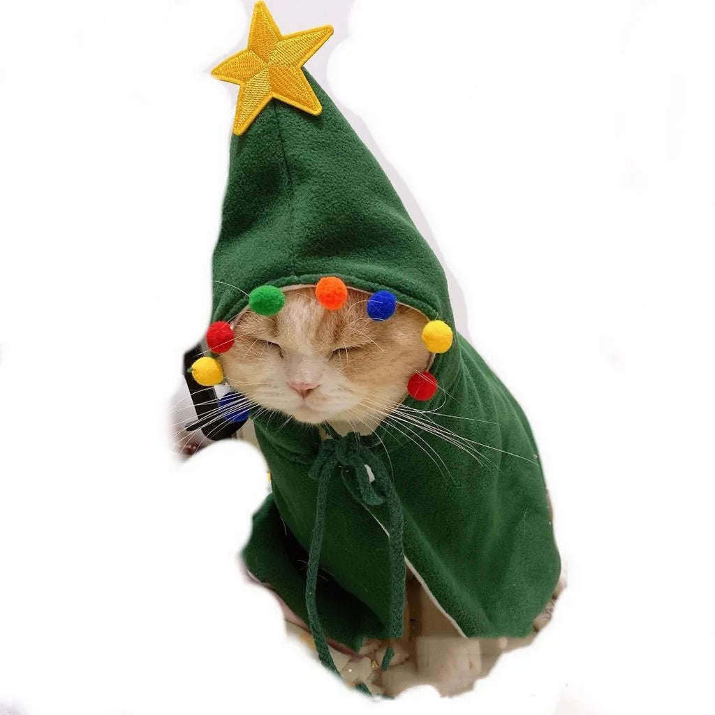 Pet cat small dog shawl cloak in Christmas Red made from cloth for festive wear