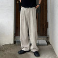 Men's Japanese-style army green drawstring leisure trousers with elasticated waist and loose fit