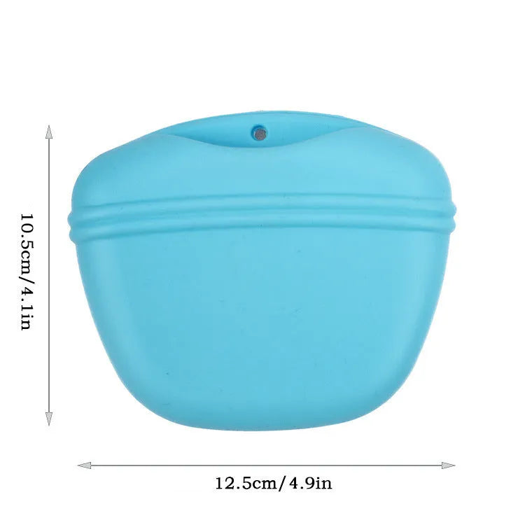 Silicone dog training treat waist bag with magnetic closure and belt clip in multiple colours
