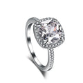Sterling silver women's ring with fat square diamond silhouette and zircon treatment in sizes No 5 to No 10