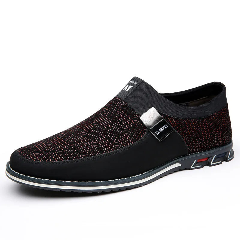 Men's flat low-top casual shoes in synthetic leather with square toe and rubber sole, available in multiple colours and sizes 38-53