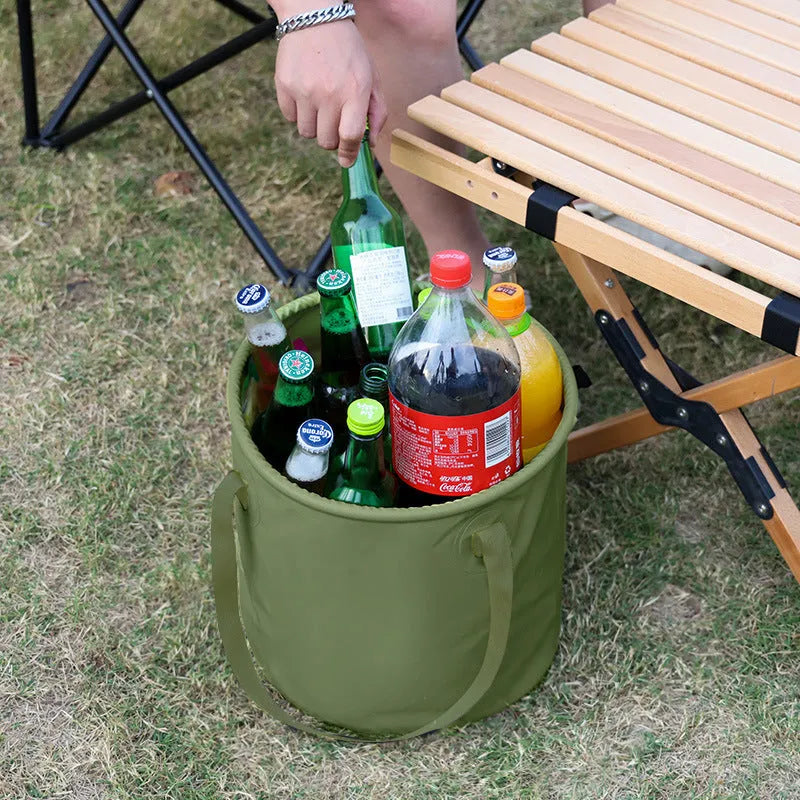 Outdoor Folding Telescopic Duct in Army Green with PVC Mesh Cloth and Polypropylene Ribbon for Ventilation and Debris Collection in 7L 13L 20L Sizes