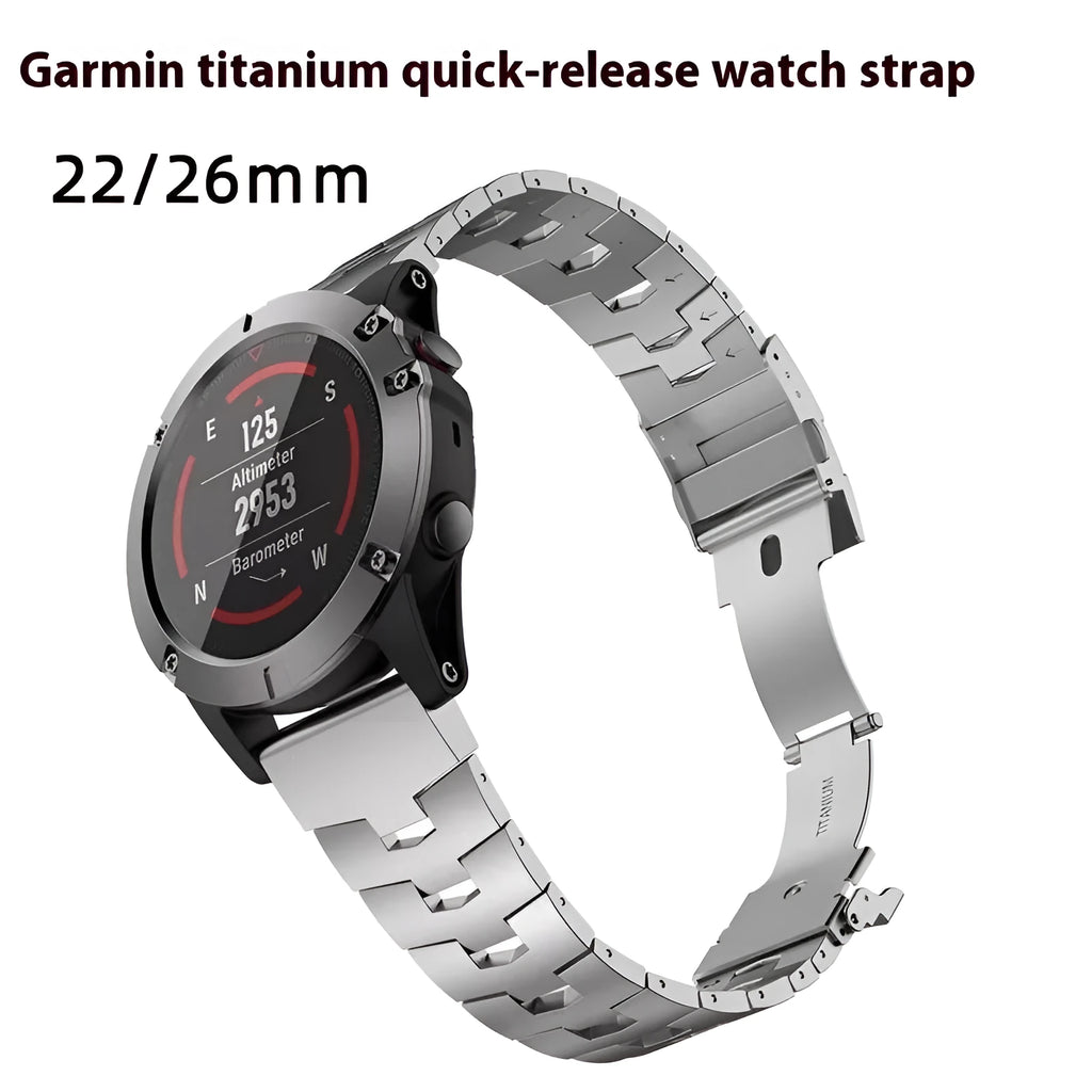 Nylon replacement watch strap for Garmin Fenix and Jiaming watches in silver, black, and titanium colours