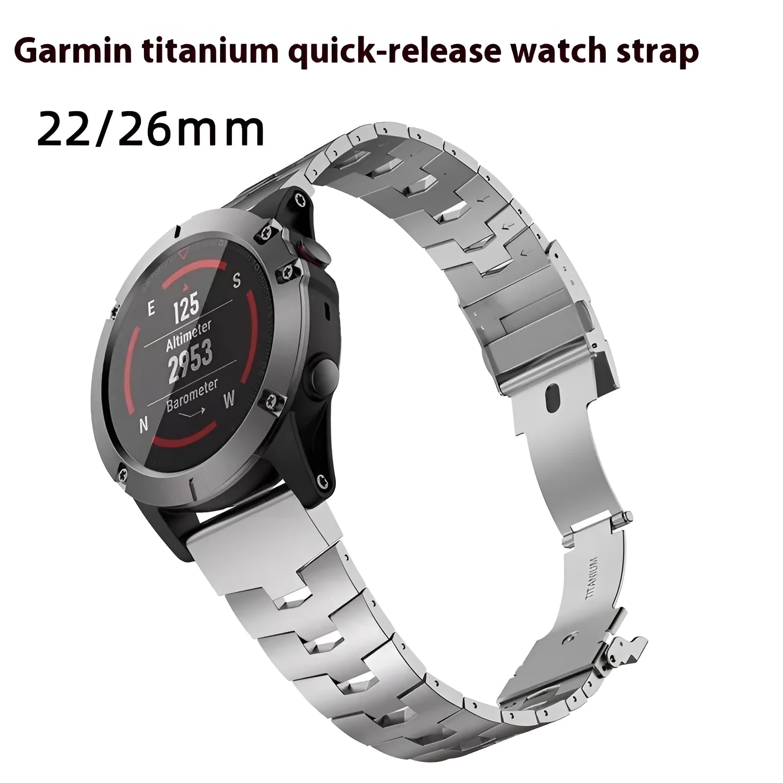 Nylon replacement watch strap for Garmin Fenix and Jiaming watches in silver, black, and titanium colours