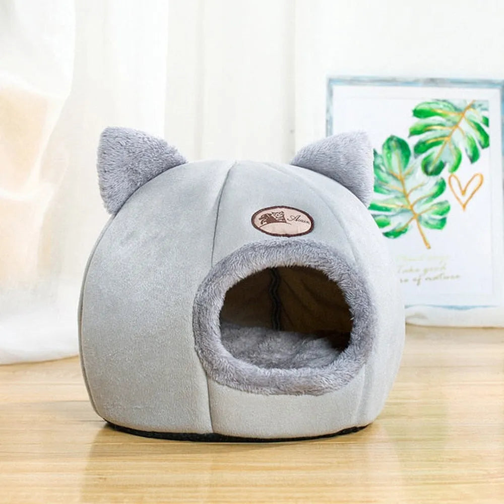 Winter cat nest fully enclosed sofa bed in plush fabric, large size, for indoor use