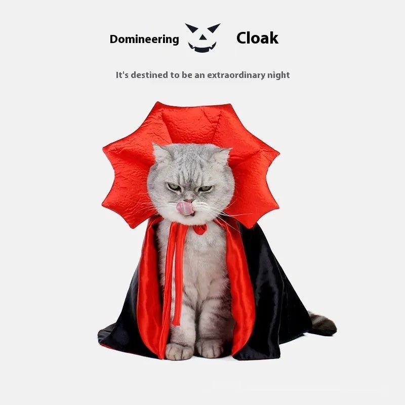 Black and red Halloween costume for pet cat or dog with European American style design