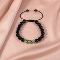 Beaded adjustable luminous bracelet with geometric glass beads in six colours
