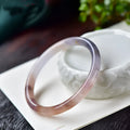 Jade violet bracelet for women made of natural quartz rock jade, flat bar style, 58-60mm size, on white background
