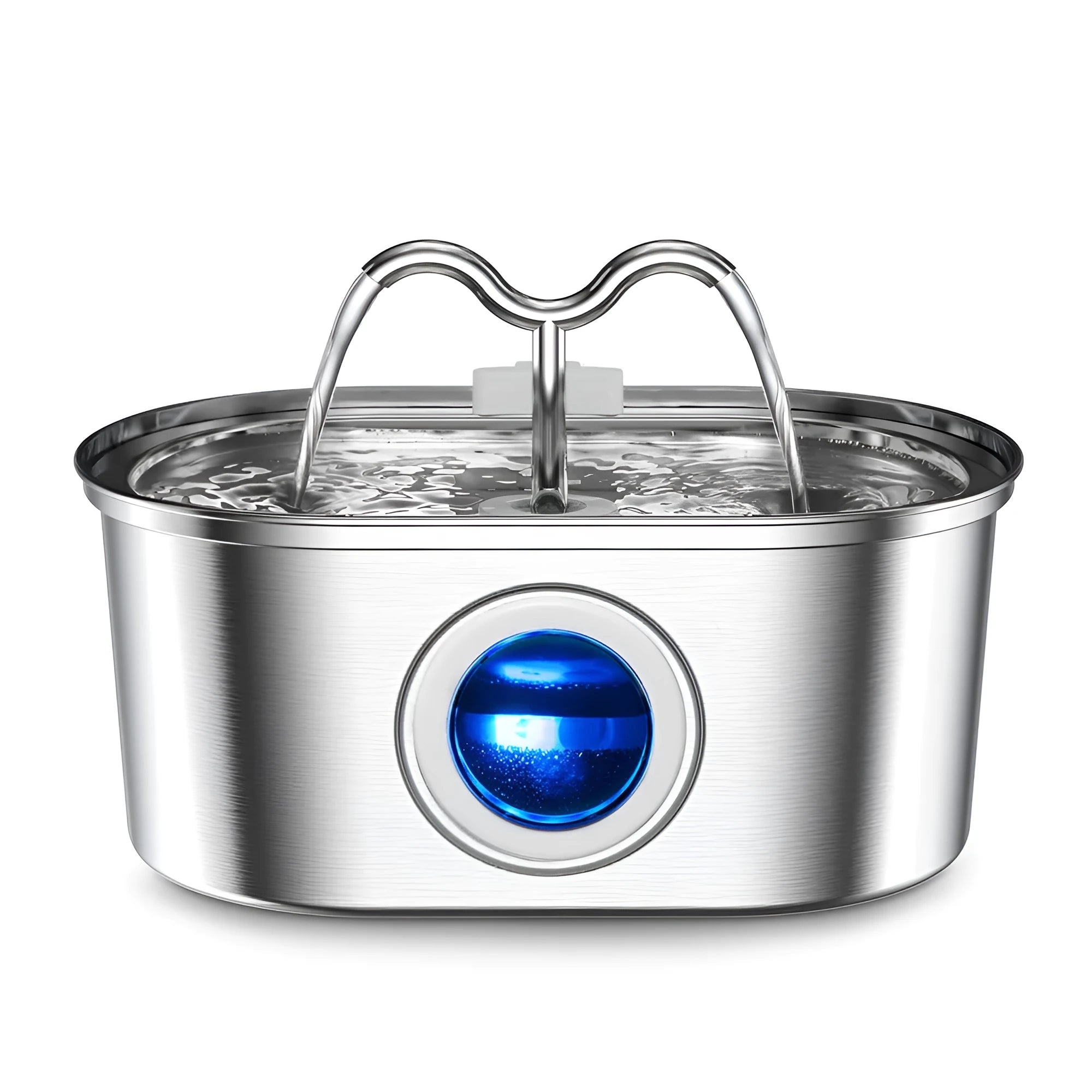 Stainless steel pet water dispenser for cats and dogs, detachable design with pump and filter, elliptical wave double mouth colour, UK plug