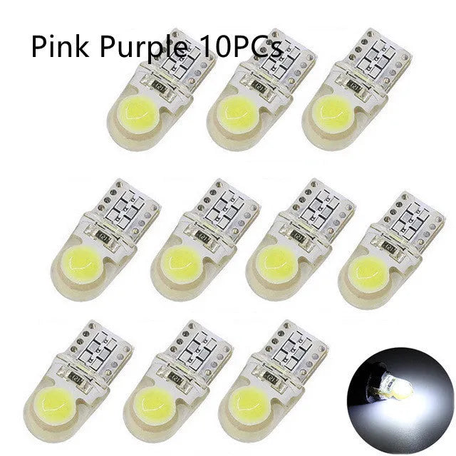 T10 COB LED bulb 21.5mm length 9.5mm diameter silicone body 12V DC automotive