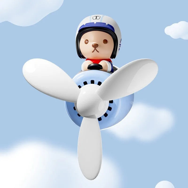 Teddy bear blue plastic car aromatherapy vent ornament with two fragrance tablets