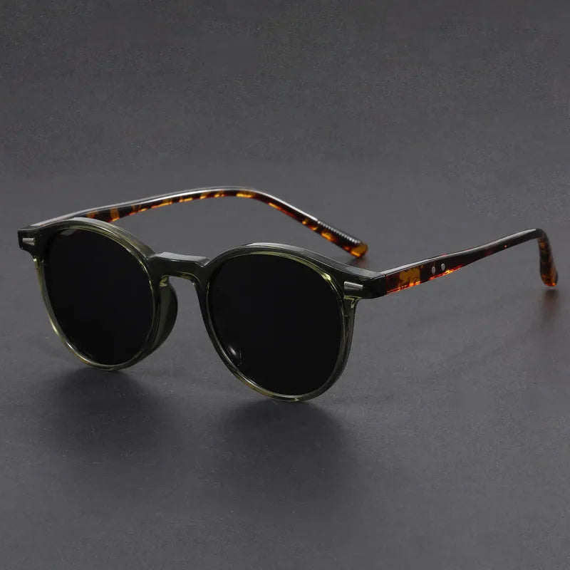 Ultra-light round frame UV protection retro sunglasses with oval design in multiple colours